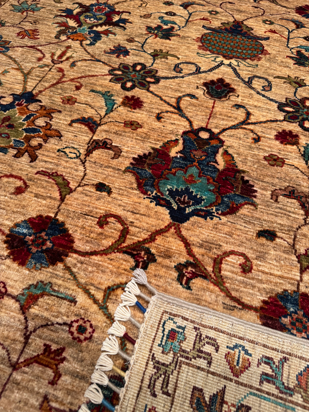 Sultani Binbirgece Original Hand Woven Beige Vegetable Dyed Wool Carpet 179x232 4.15 Square Meters - 6x7 ft