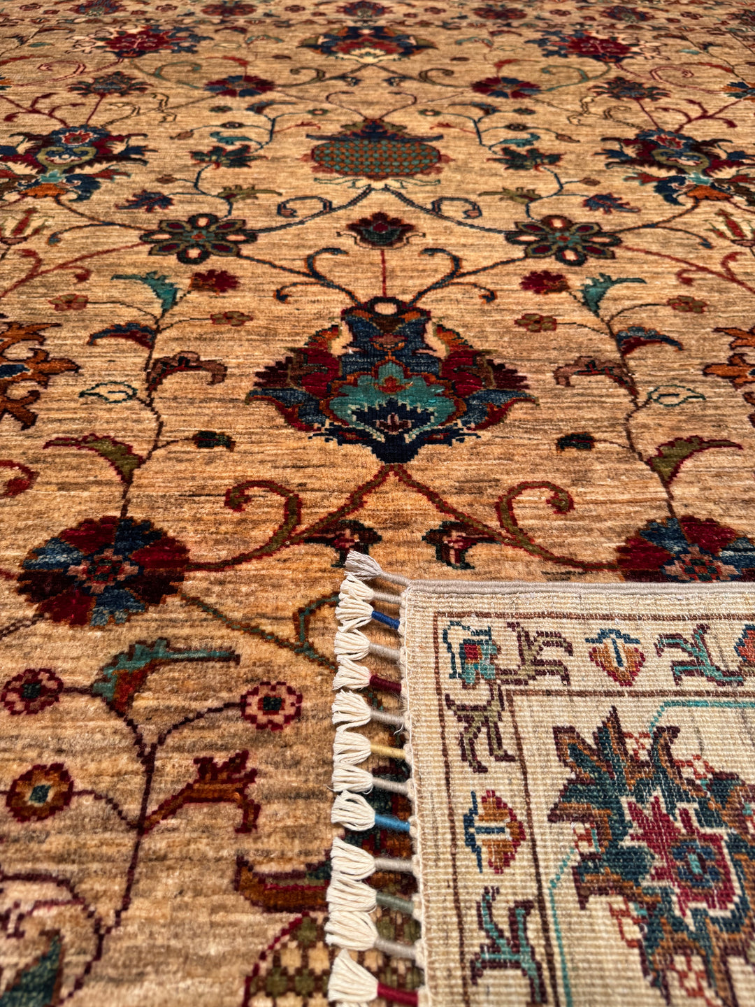 Sultani Binbirgece Original Hand Woven Beige Vegetable Dyed Wool Carpet 179x232 4.15 Square Meters - 6x7 ft