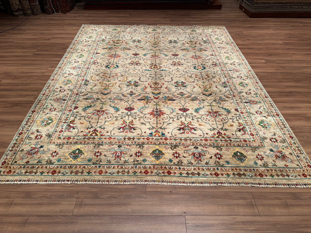 Sultani Binbirgece Original Hand Woven Beige Vegetable Dyed Wool Carpet 283x352 9.96 Square Meters - 8x10 ft