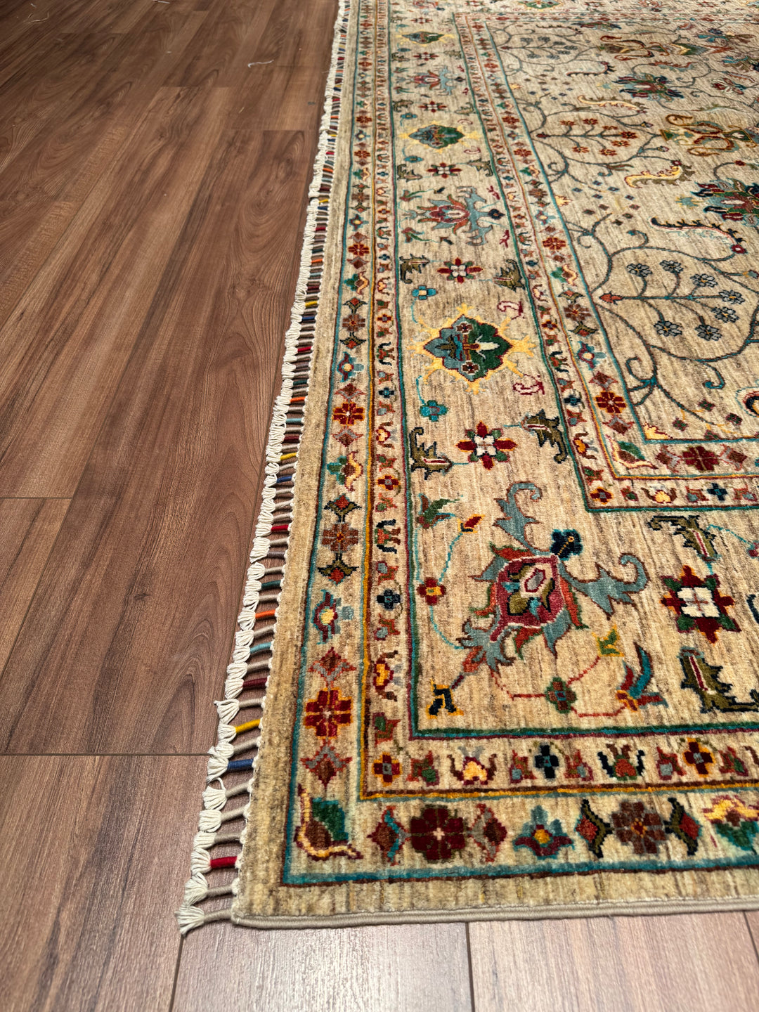 Sultani Binbirgece Original Hand Woven Beige Vegetable Dyed Wool Carpet 283x352 9.96 Square Meters - 8x10 ft