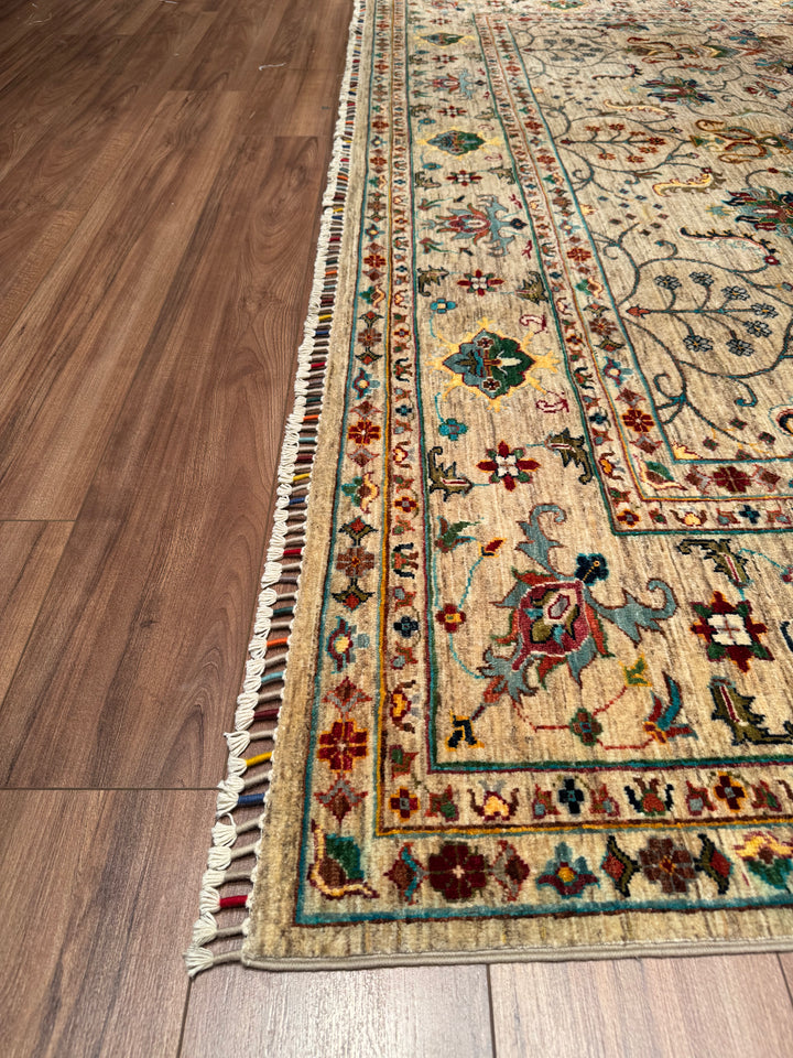 Sultani Binbirgece Original Hand Woven Beige Vegetable Dyed Wool Carpet 283x352 9.96 Square Meters - 8x10 ft