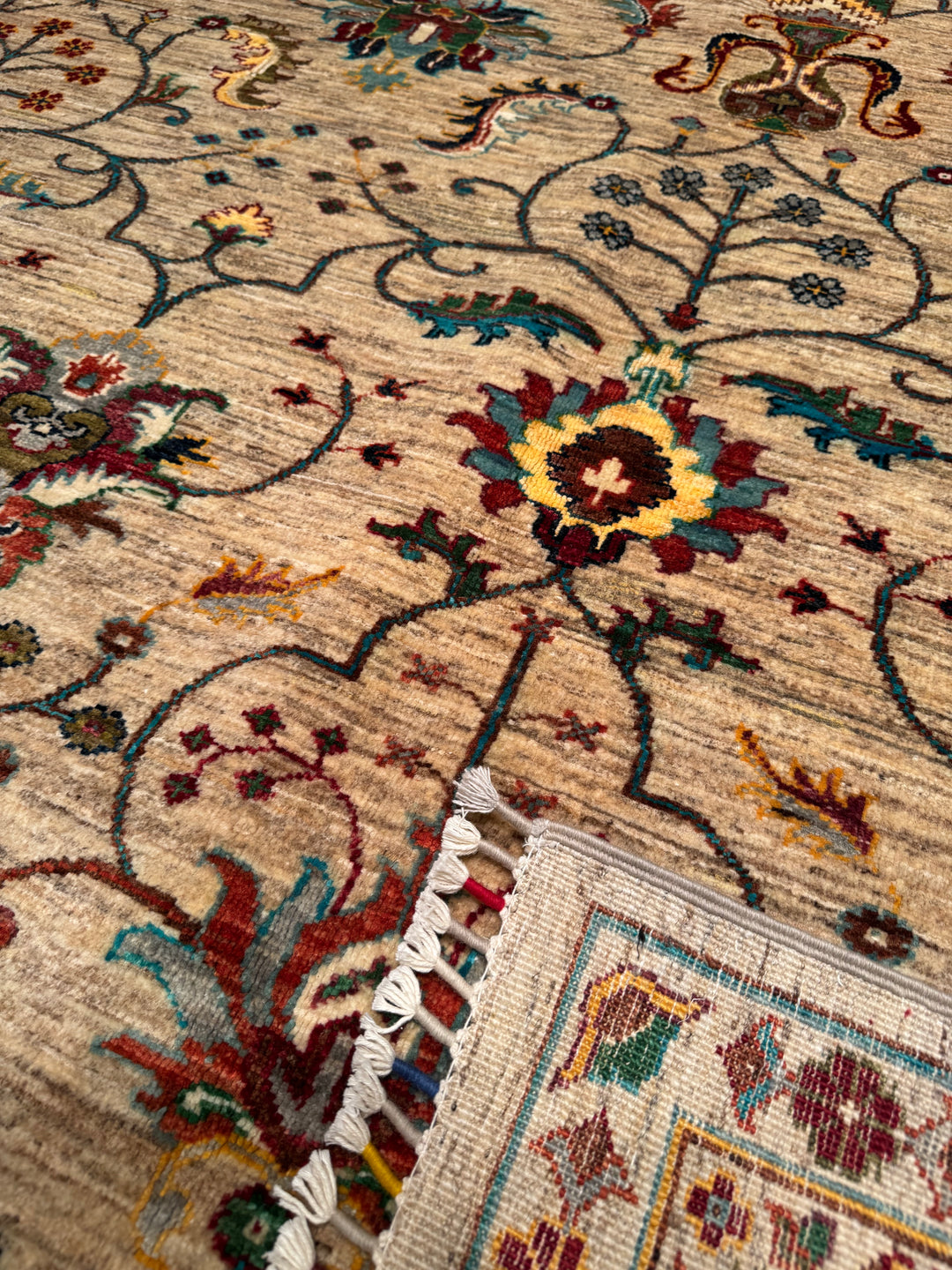 Sultani Binbirgece Original Hand Woven Beige Vegetable Dyed Wool Carpet 283x352 9.96 Square Meters - 8x10 ft