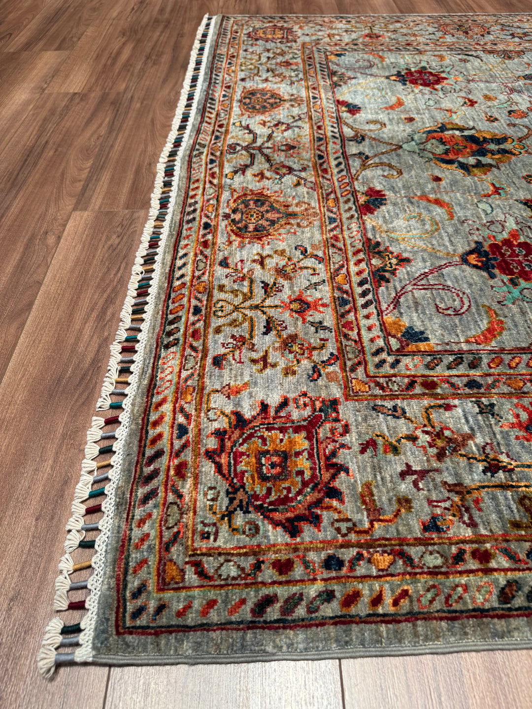 Sultani Binbirgece Orijinal El Dokuması Gri Kök Boya Yün Halı 171x243 4.16 Metrekare - 5x8 ft