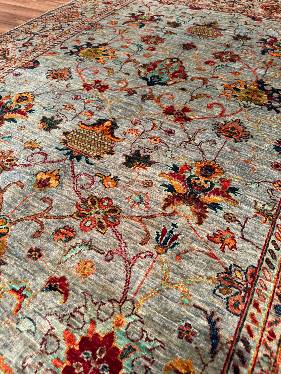 Sultani Binbirgece Orijinal El Dokuması Gri Kök Boya Yün Halı 171x243 4.16 Metrekare - 5x8 ft