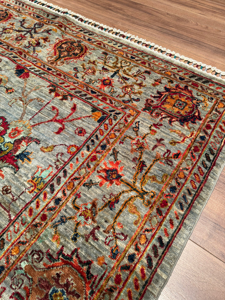 Sultani Binbirgece Orijinal El Dokuması Gri Kök Boya Yün Halı 171x243 4.16 Metrekare - 5x8 ft