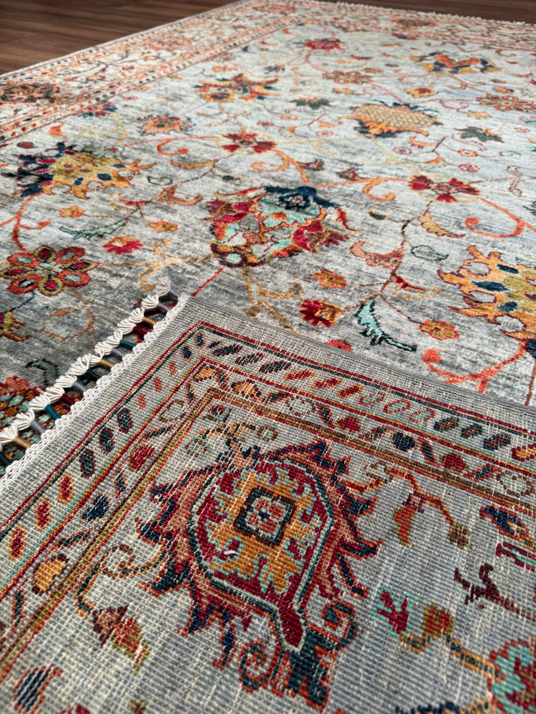 Sultani Binbirgece Orijinal El Dokuması Gri Kök Boya Yün Halı 171x243 4.16 Metrekare - 5x8 ft