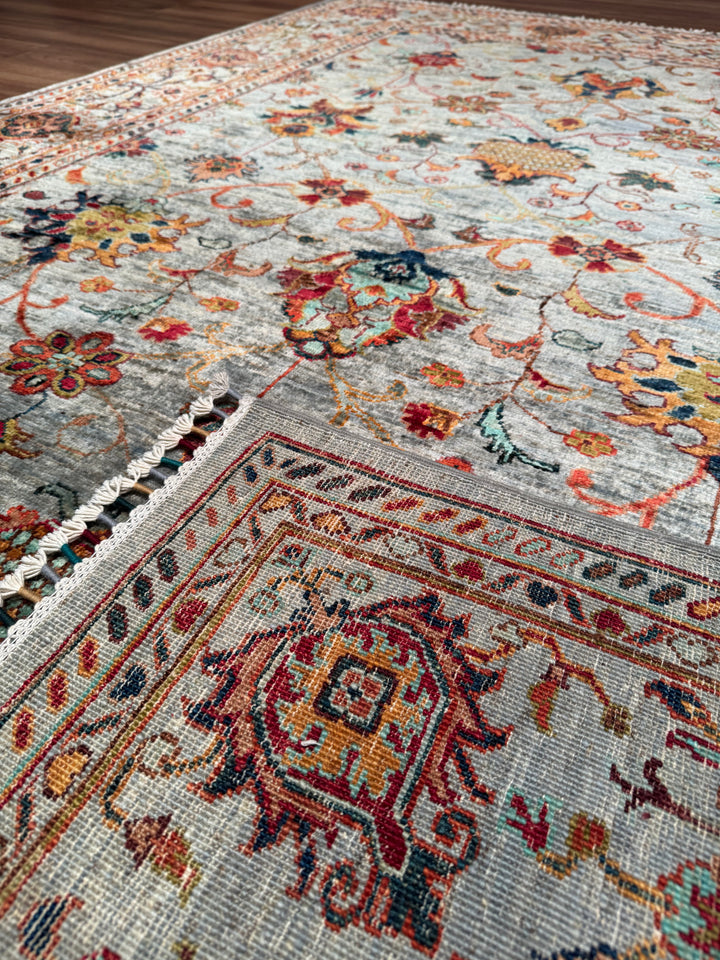 Sultani Binbirgece Orijinal El Dokuması Gri Kök Boya Yün Halı 171x243 4.16 Metrekare - 5x8 ft