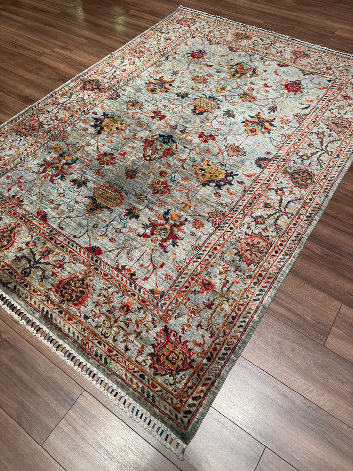 Sultani Binbirgece Orijinal El Dokuması Gri Kök Boya Yün Halı 171x243 4.16 Metrekare - 5x8 ft