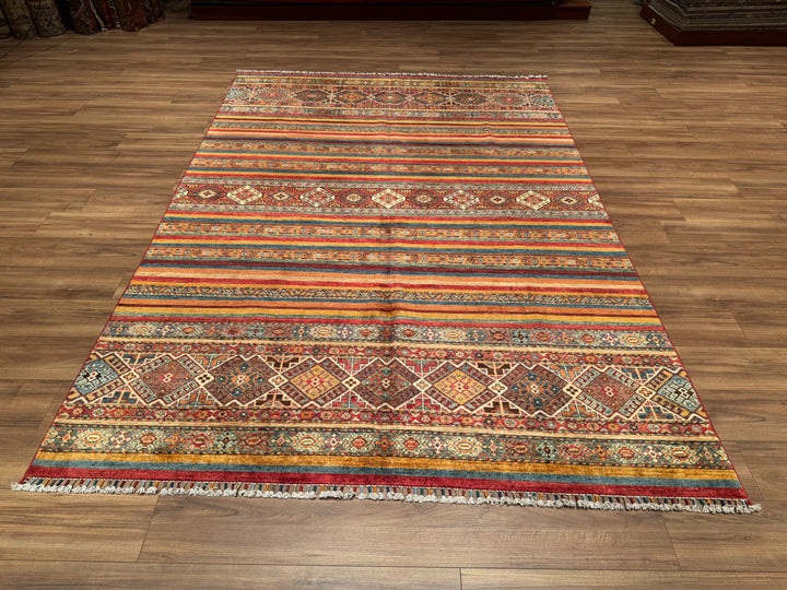 Khorjin Original Hand Woven Multi Vegetable Dyed Wool Carpet 202x294 5.94 Square Meters - 7x10 ft