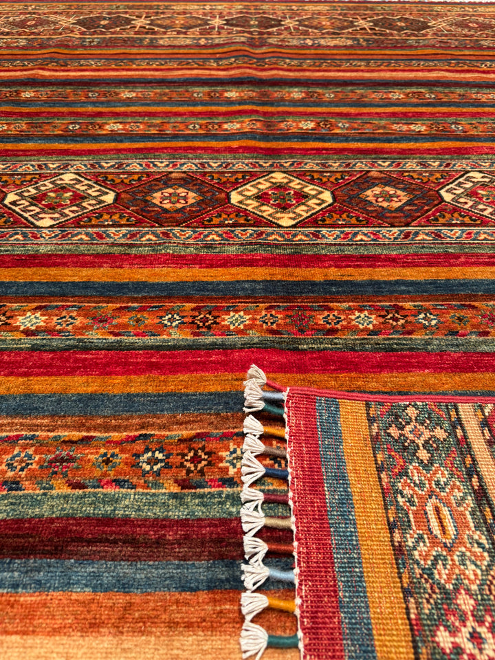 Khorjin Original Hand Woven Multi Vegetable Dyed Wool Carpet 202x294 5.94 Square Meters - 7x10 ft