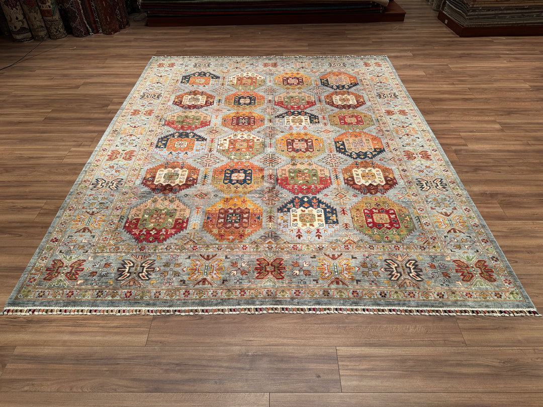 Veziri Original Hand Woven Gray Vegetable Dyed Wool Carpet 251x303 7.61 Square Meters - 8x10 ft