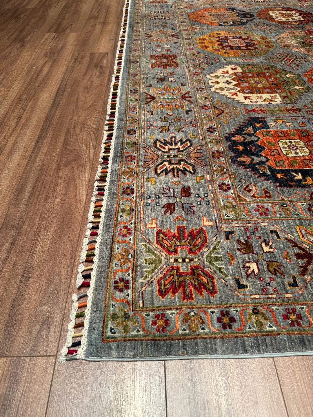 Veziri Original Hand Woven Gray Vegetable Dyed Wool Carpet 251x303 7.61 Square Meters - 8x10 ft