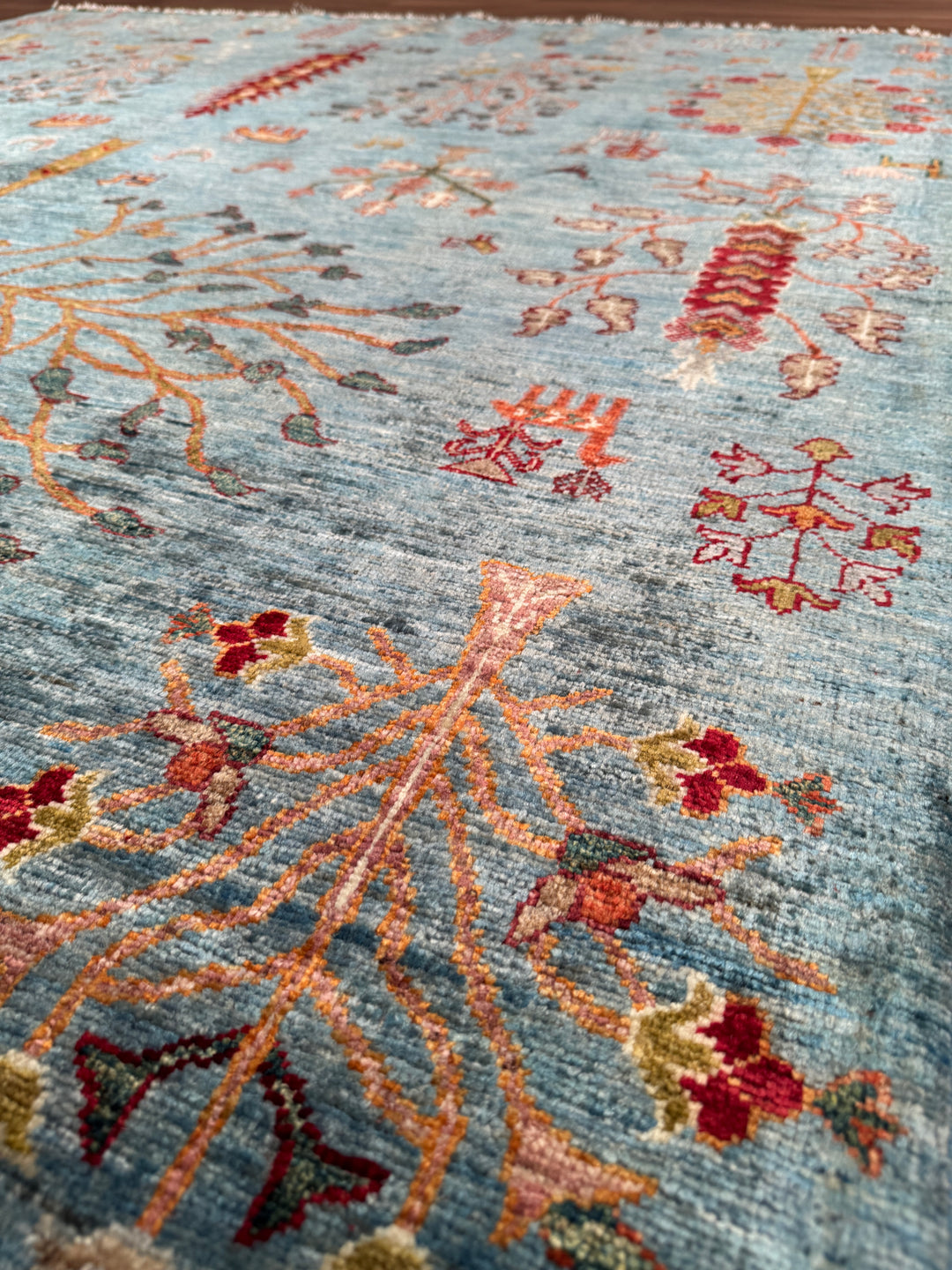 Khorjin Hayat Ağacı Orijinal El Dokuması Turkuaz Kök Boya Yün Halı 180x253 4.55 Metrekare - 5x8 ft