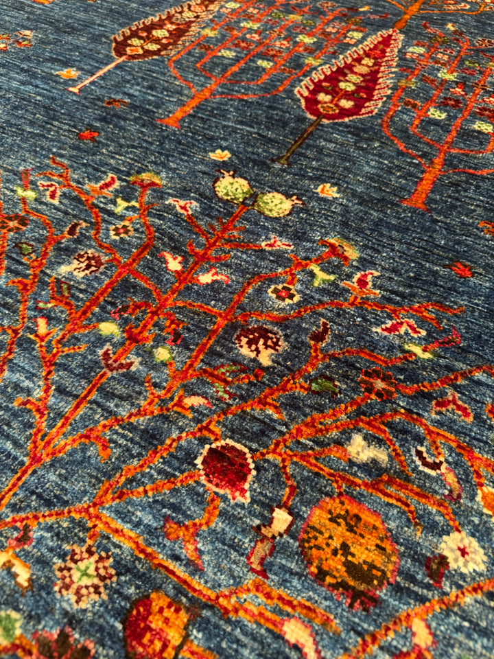 Khorjin Tree of Life Original Hand-Woven Blue Vegetable Dyed Wool Carpet 180x250 4.50 Square Meters - 5x8 ft
