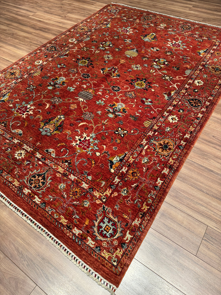 Sultani Binbirgece Orijinal El Dokuması Kiremit Kök Boya Yün Halı 213x306 6.52 Metrekare - 7x10 ft