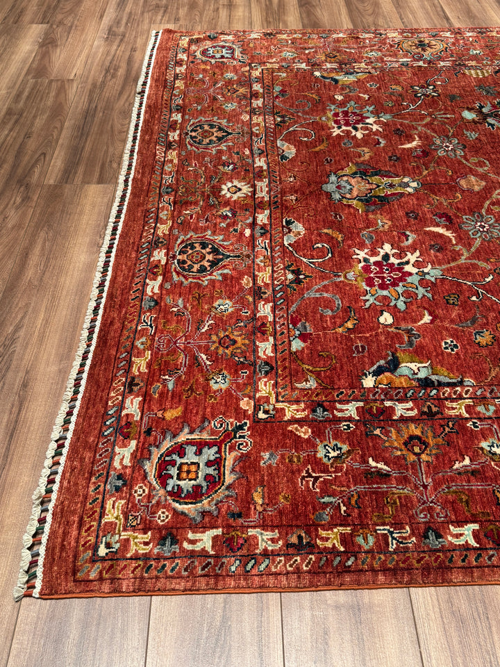 Sultani Binbirgece Orijinal El Dokuması Kiremit Kök Boya Yün Halı 213x306 6.52 Metrekare - 7x10 ft