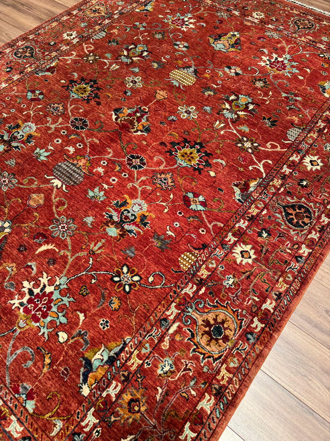 Sultani Binbirgece Orijinal El Dokuması Kiremit Kök Boya Yün Halı 213x306 6.52 Metrekare - 7x10 ft