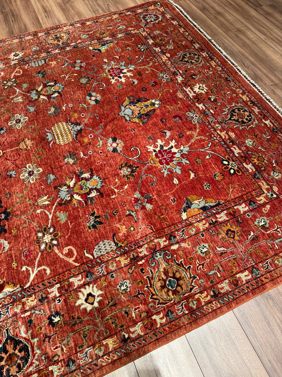 Sultani Binbirgece Orijinal El Dokuması Kiremit Kök Boya Yün Halı 213x306 6.52 Metrekare - 7x10 ft