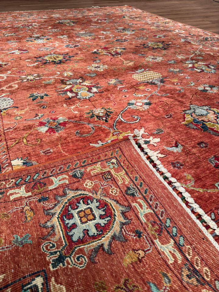 Sultani Binbirgece Orijinal El Dokuması Kiremit Kök Boya Yün Halı 213x306 6.52 Metrekare - 7x10 ft