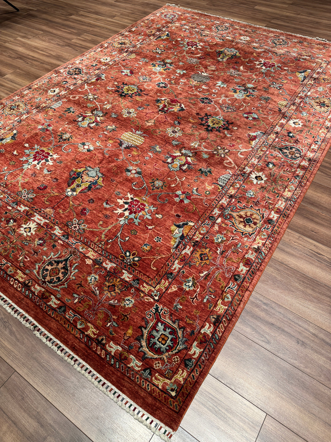 Sultani Binbirgece Orijinal El Dokuması Kiremit Kök Boya Yün Halı 213x306 6.52 Metrekare - 7x10 ft