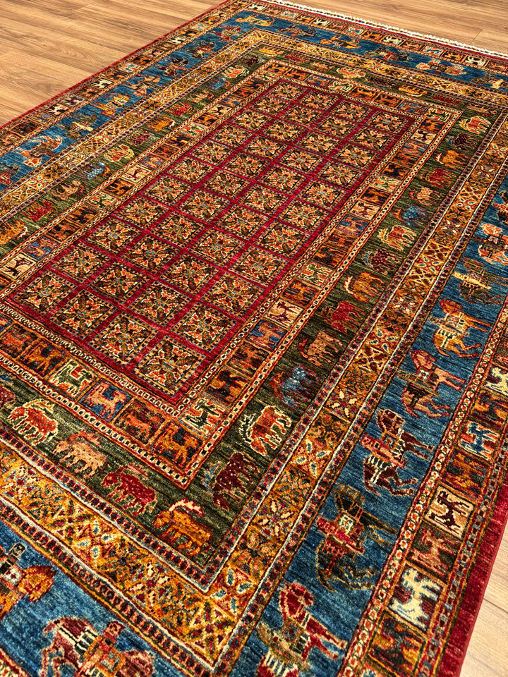 Pazırık Original Hand-Woven Multi Vegetable Dyed Wool Carpet 171x243 4.16 Square Meters - 5x8 ft