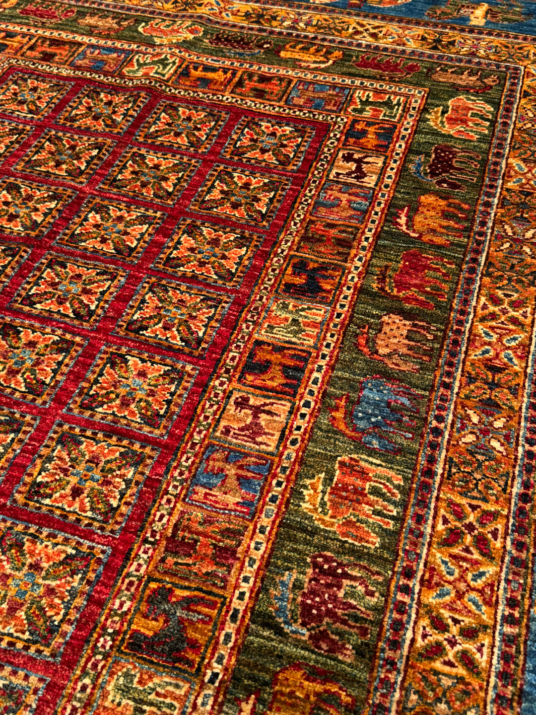 Pazırık Original Hand-Woven Multi Vegetable Dyed Wool Carpet 171x243 4.16 Square Meters - 5x8 ft