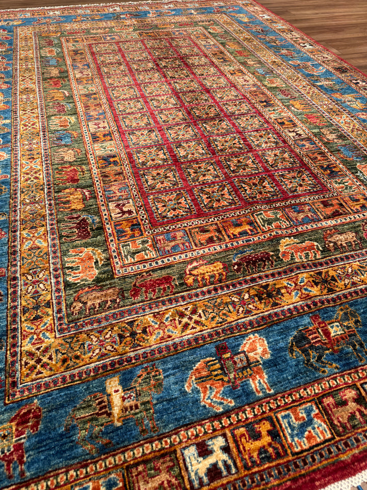 Pazırık Original Hand-Woven Multi Vegetable Dyed Wool Carpet 171x243 4.16 Square Meters - 5x8 ft