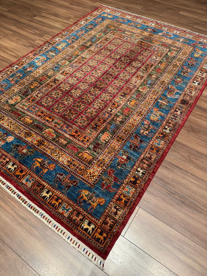 Pazırık Original Hand-Woven Multi Vegetable Dyed Wool Carpet 171x243 4.16 Square Meters - 5x8 ft
