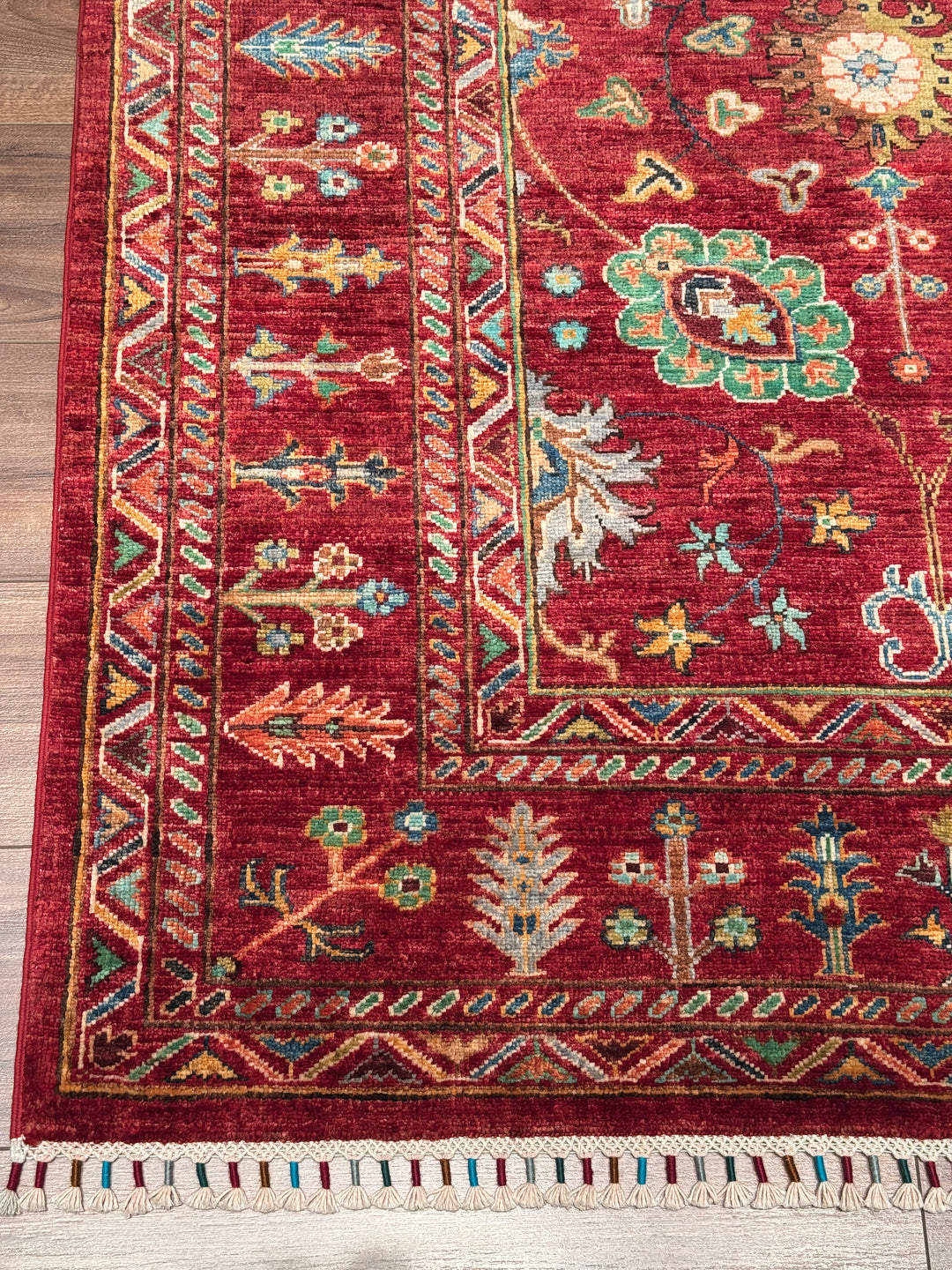 Sultani Çiçekli Orijinal El Dokuması Kırmızı Kök Boya Yün Halı 174x247 4.30 Metrekare - 5x8 ft