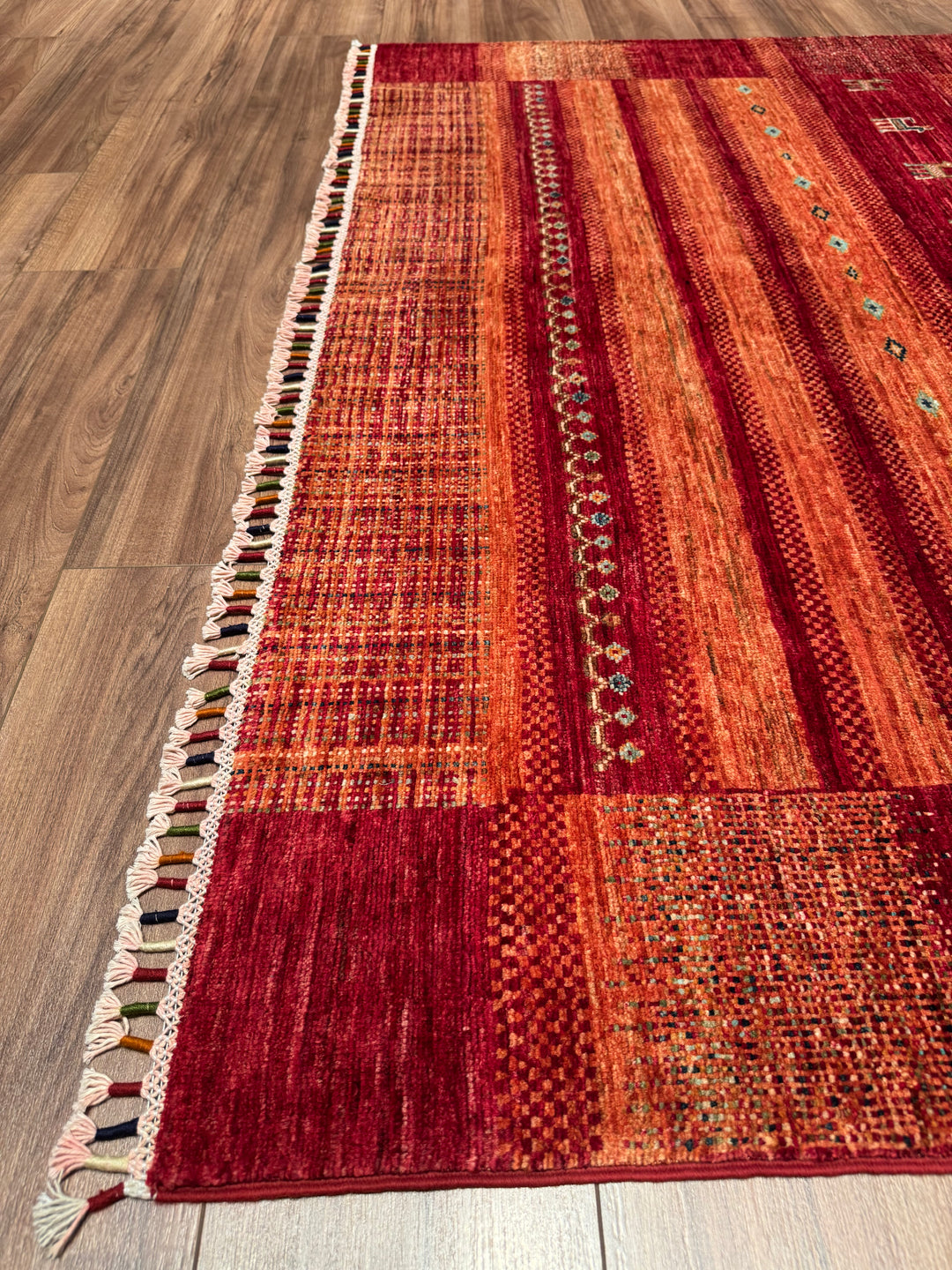 سجادة صوفية أصلية من خورجين، منسوجة يدويًا، مصبوغة بصبغة جذور حمراء، مقاس 174×253، 4.40 متر مربع - 5×8 قدم 