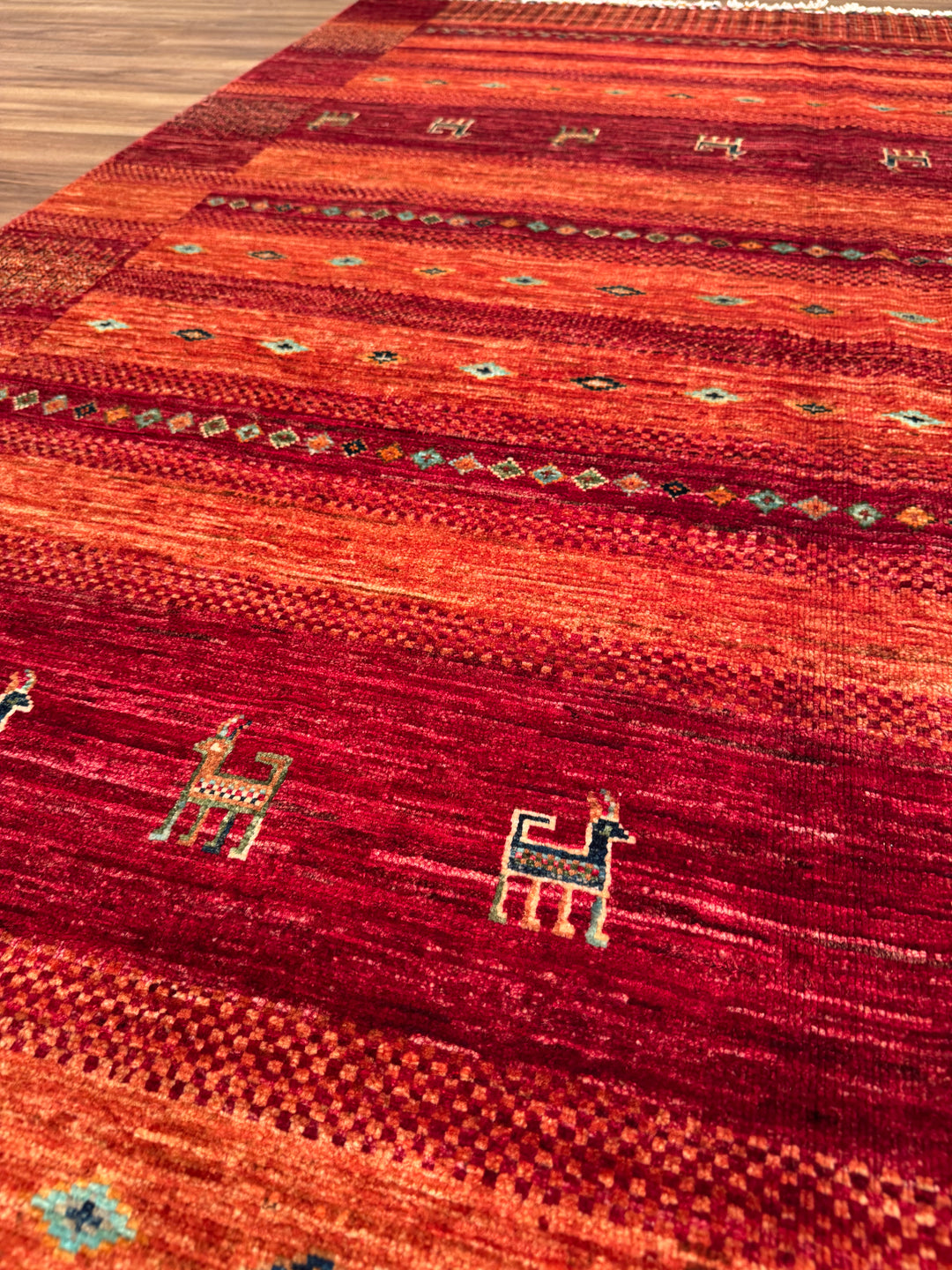 سجادة صوفية أصلية من خورجين، منسوجة يدويًا، مصبوغة بصبغة جذور حمراء، مقاس 174×253، 4.40 متر مربع - 5×8 قدم 