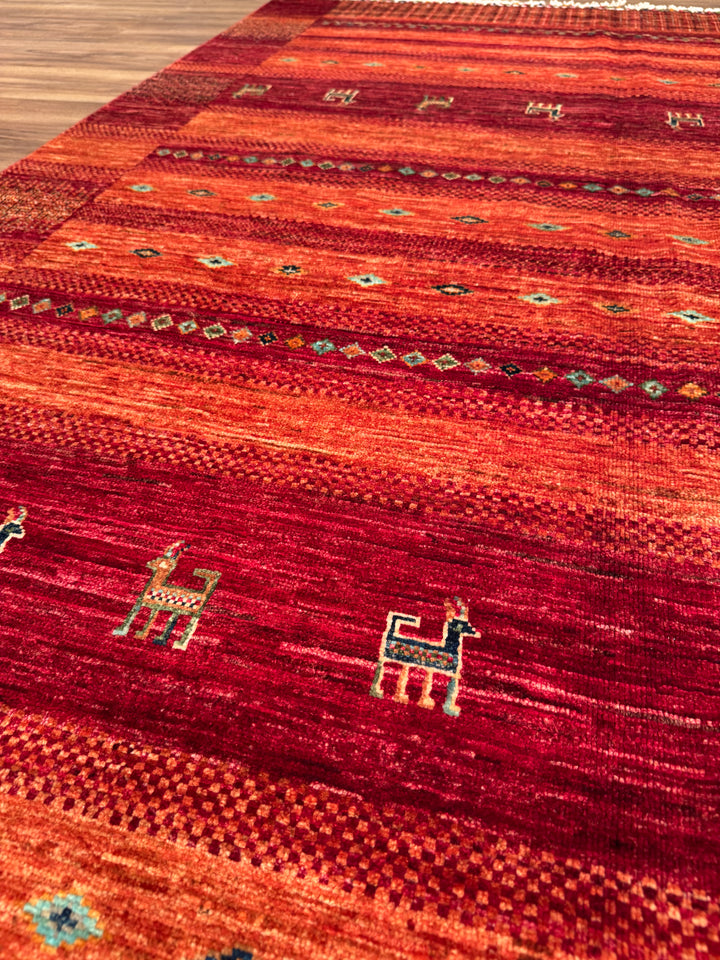 سجادة صوفية أصلية من خورجين، منسوجة يدويًا، مصبوغة بصبغة جذور حمراء، مقاس 174×253، 4.40 متر مربع - 5×8 قدم 