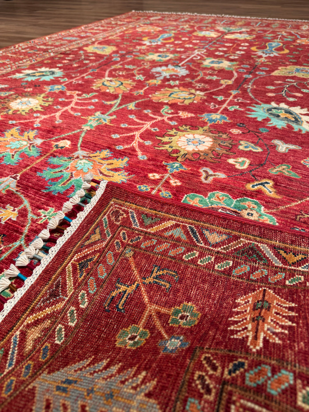 Sultani Çiçekli Orijinal El Dokuması Kırmızı Kök Boya Yün Halı 174x247 4.30 Metrekare - 5x8 ft