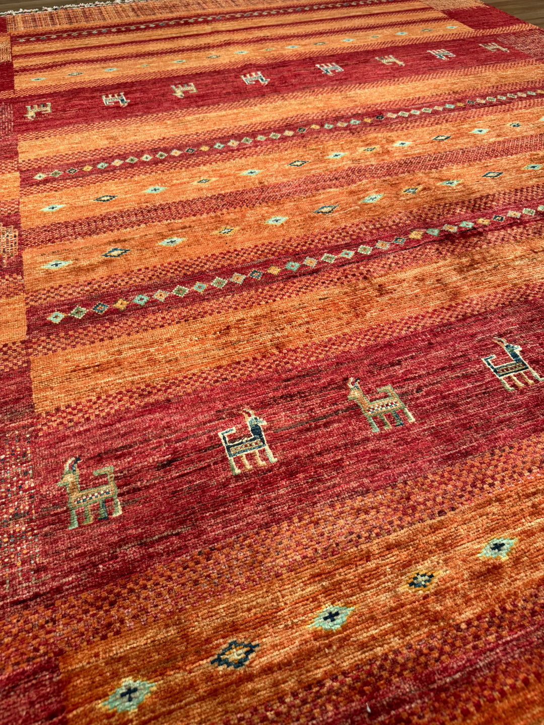 سجادة صوفية أصلية من خورجين، منسوجة يدويًا، مصبوغة بصبغة جذور حمراء، مقاس 174×253، 4.40 متر مربع - 5×8 قدم 