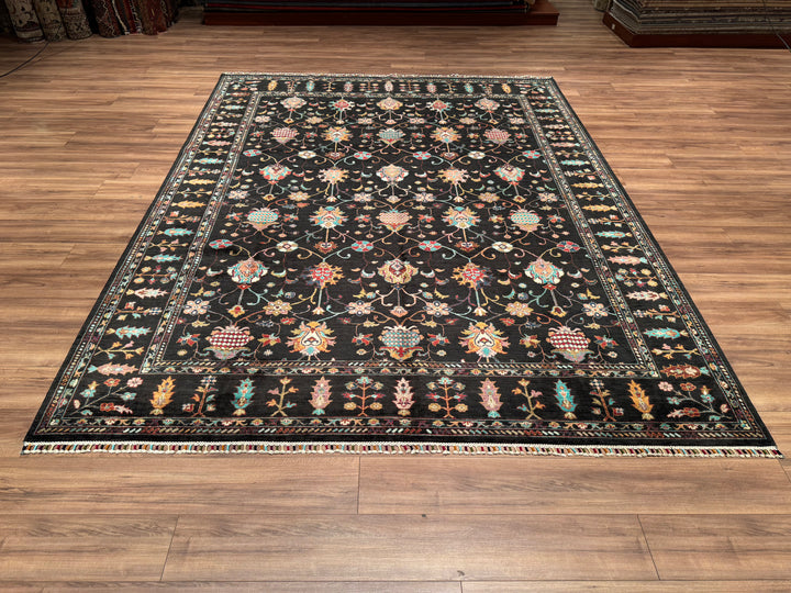 Sultani Binbirgece Original Hand Woven Black Vegetable Dyed Wool Carpet 253x322 8.15 Square Meters - 8x10 ft