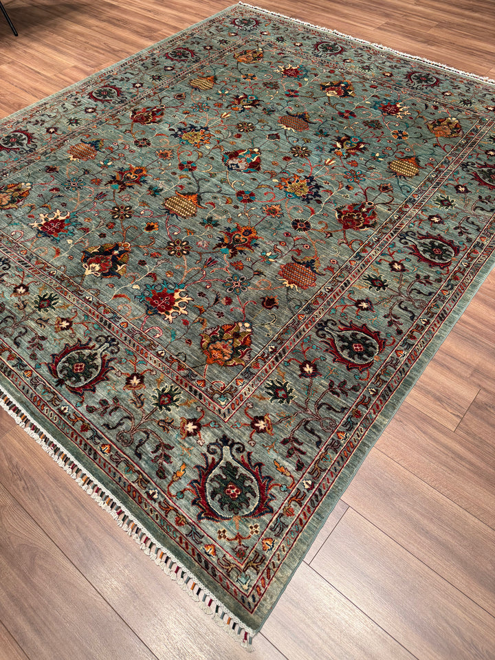Sultani Binbirgece Orijinal El Dokuması Gri Kök Boya Yün Halı 242x285 6.90 Metrekare - 8x10 ft