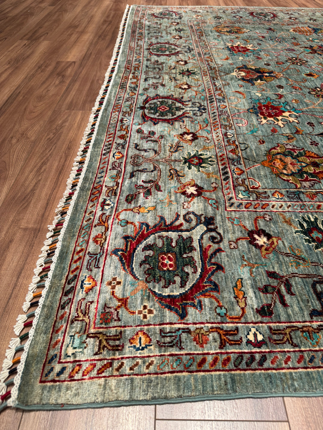 Sultani Binbirgece Orijinal El Dokuması Gri Kök Boya Yün Halı 242x285 6.90 Metrekare - 8x10 ft