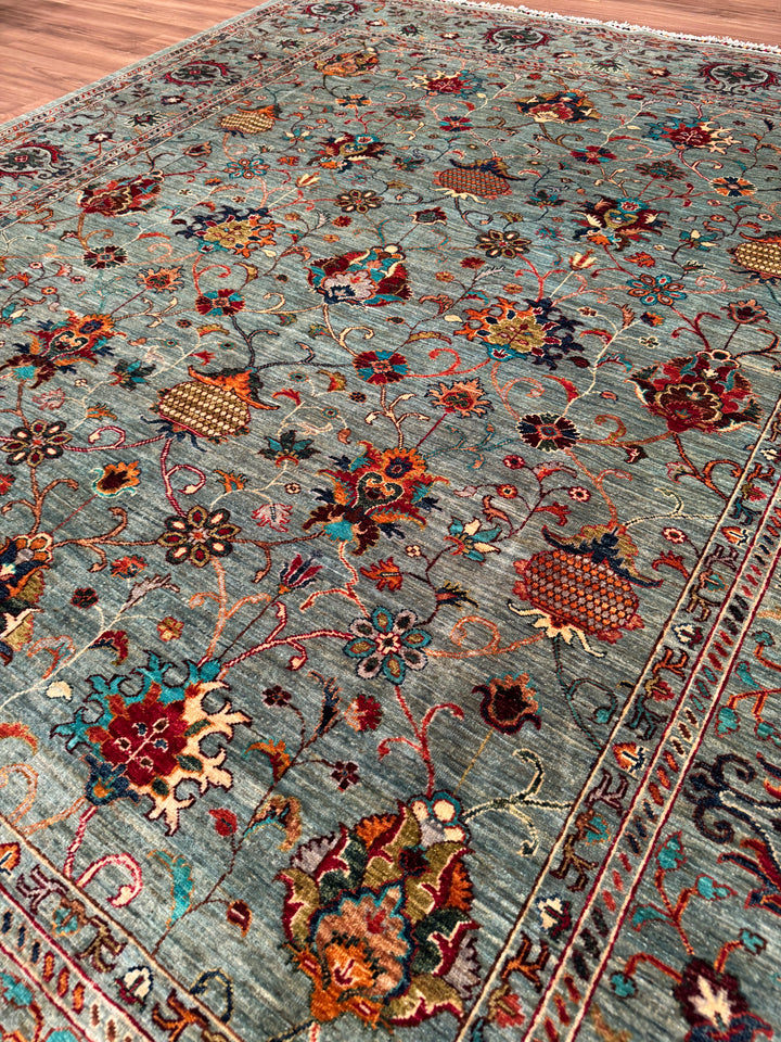 Sultani Binbirgece Orijinal El Dokuması Gri Kök Boya Yün Halı 242x285 6.90 Metrekare - 8x10 ft