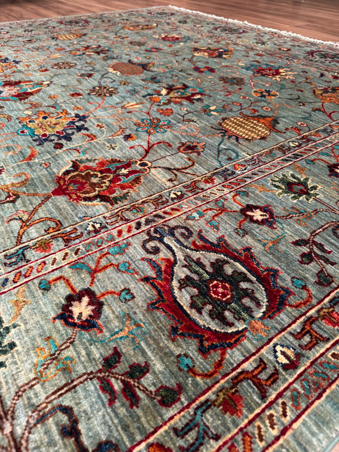 Sultani Binbirgece Orijinal El Dokuması Gri Kök Boya Yün Halı 242x285 6.90 Metrekare - 8x10 ft