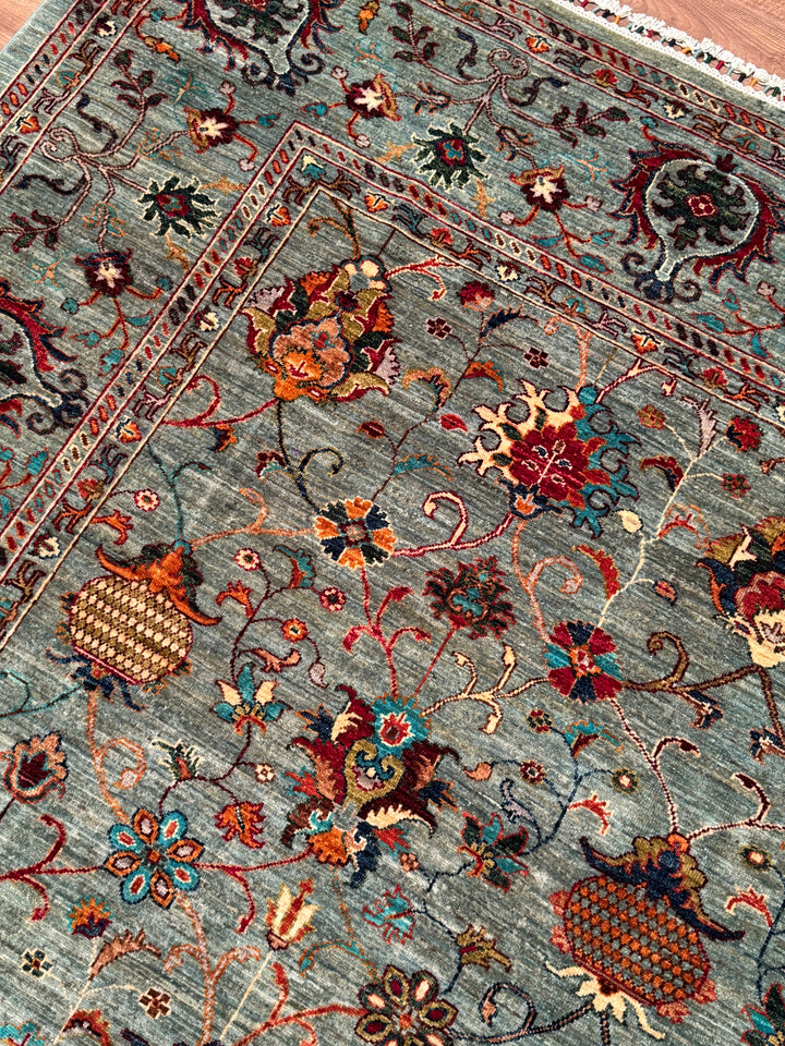 Sultani Binbirgece Orijinal El Dokuması Gri Kök Boya Yün Halı 242x285 6.90 Metrekare - 8x10 ft