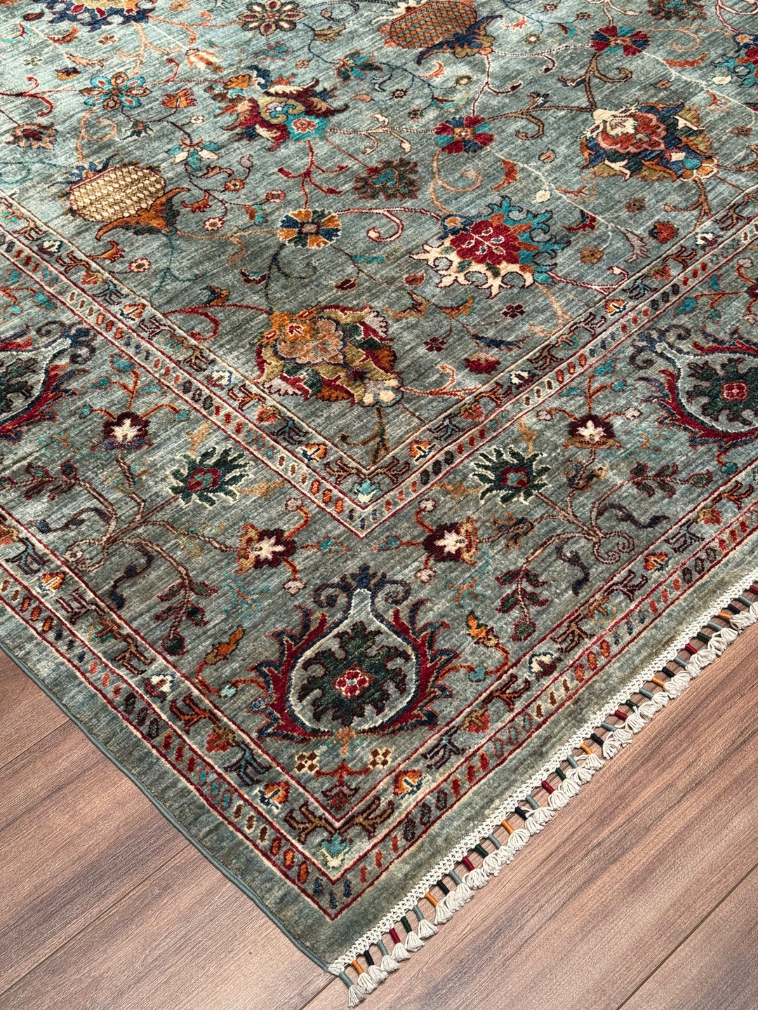 Sultani Binbirgece Orijinal El Dokuması Gri Kök Boya Yün Halı 242x285 6.90 Metrekare - 8x10 ft