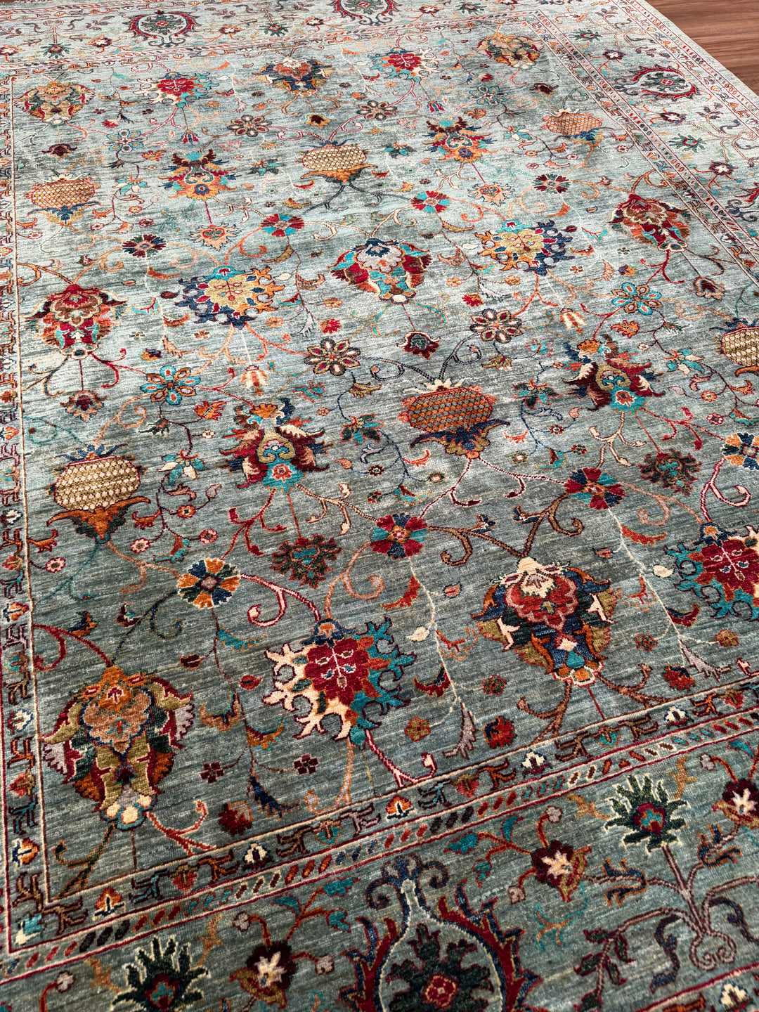 Sultani Binbirgece Orijinal El Dokuması Gri Kök Boya Yün Halı 242x285 6.90 Metrekare - 8x10 ft