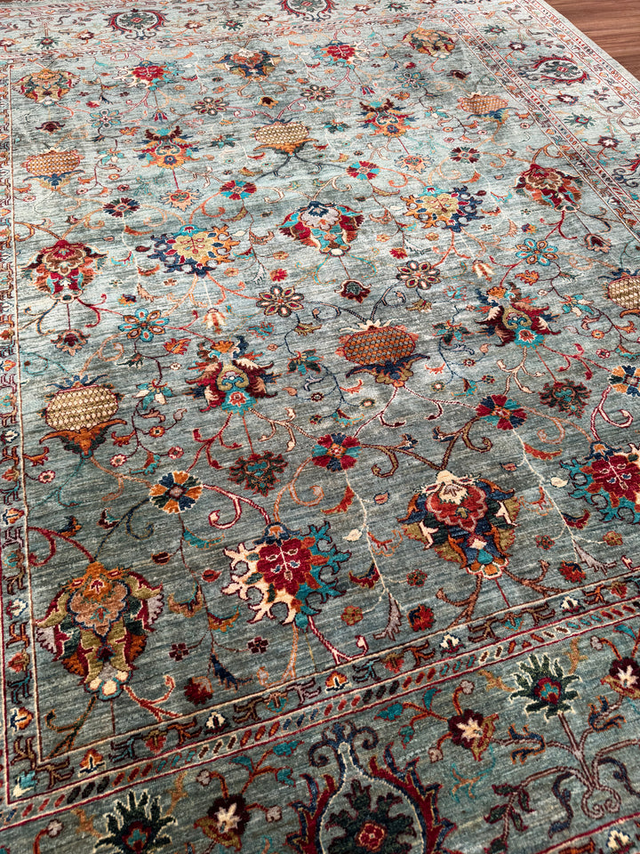 Sultani Binbirgece Orijinal El Dokuması Gri Kök Boya Yün Halı 242x285 6.90 Metrekare - 8x10 ft