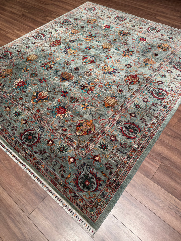Sultani Binbirgece Orijinal El Dokuması Gri Kök Boya Yün Halı 242x285 6.90 Metrekare - 8x10 ft