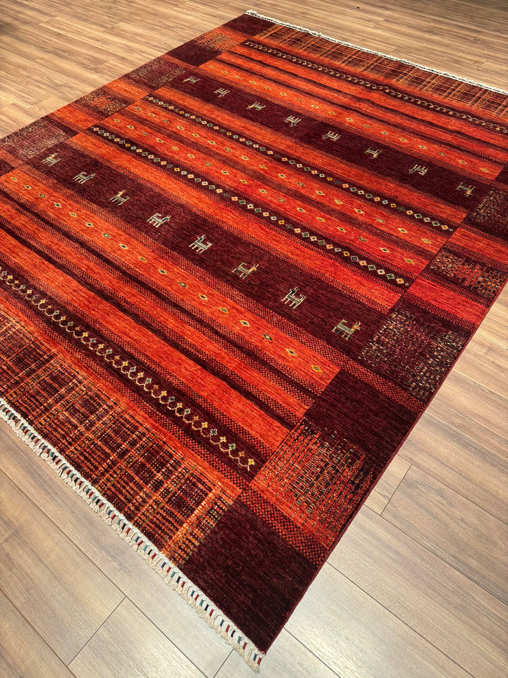 Khorjin Original Hand-Woven Red Vegetable Dyed Wool Carpet 248x292 7.24 Square Meters - 7x10 ft