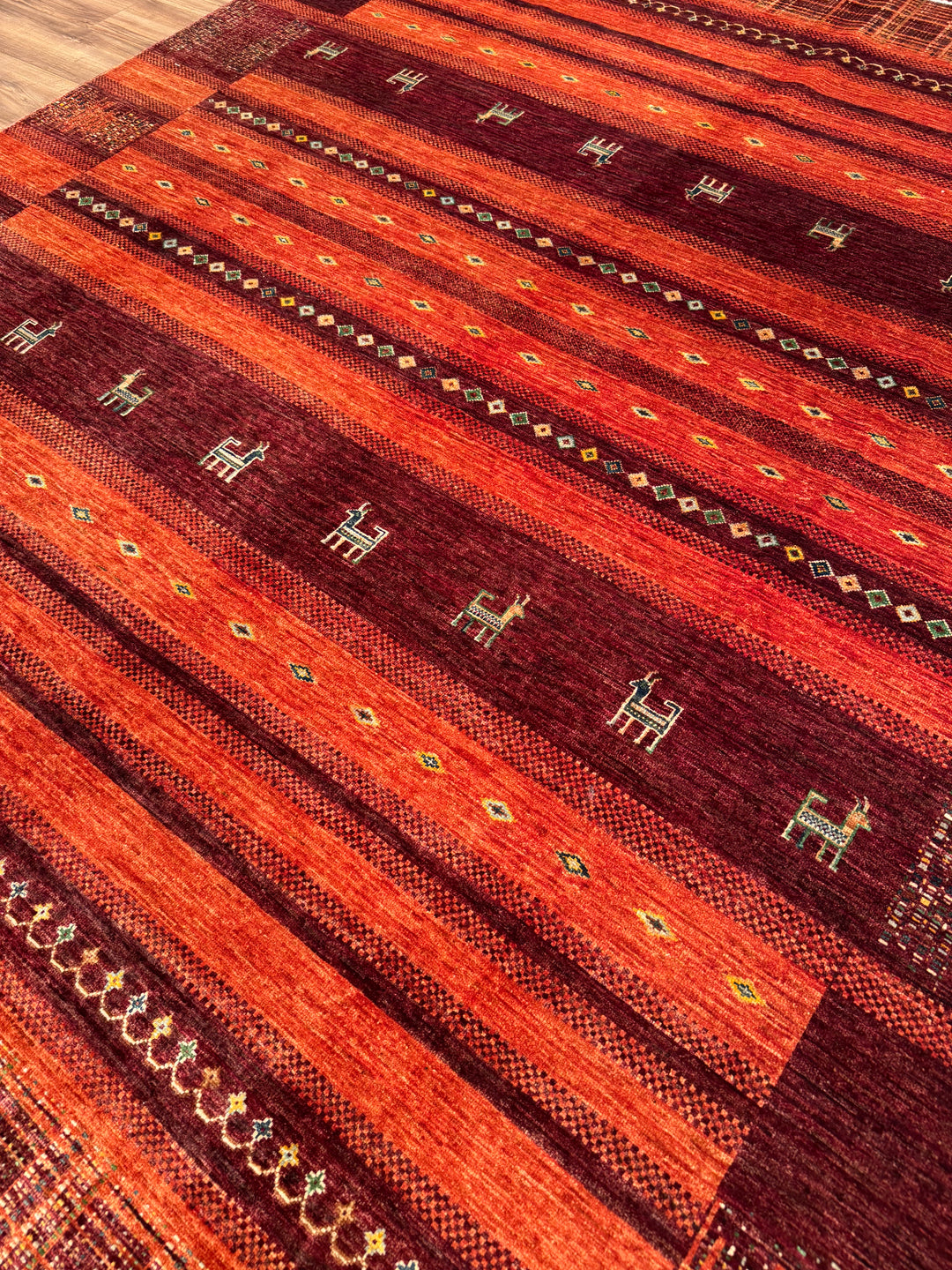 Khorjin Original Hand-Woven Red Vegetable Dyed Wool Carpet 248x292 7.24 Square Meters - 7x10 ft