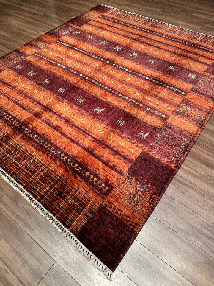 Khorjin Original Hand-Woven Red Vegetable Dyed Wool Carpet 248x292 7.24 Square Meters - 7x10 ft