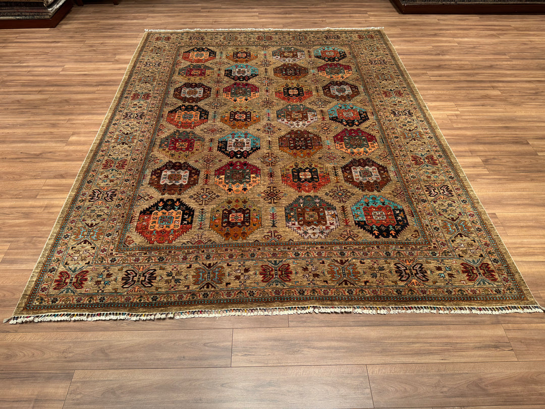 Veziri Original Hand Woven Beige Vegetable Dyed Wool Carpet 279x358 9.99 Square Meters - 9x12 ft