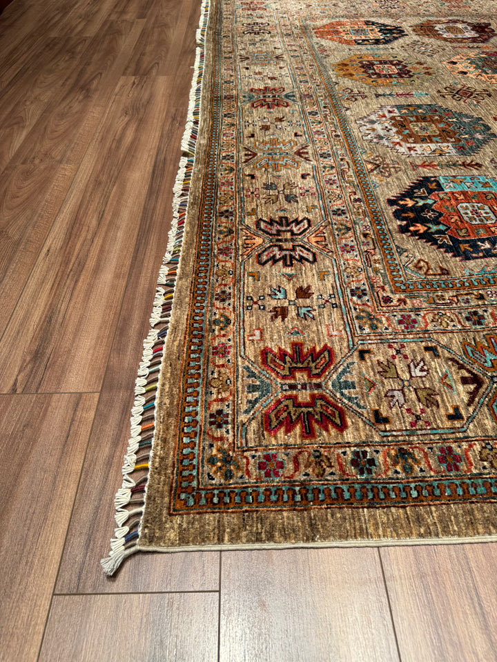 Veziri Original Hand Woven Beige Vegetable Dyed Wool Carpet 279x358 9.99 Square Meters - 9x12 ft