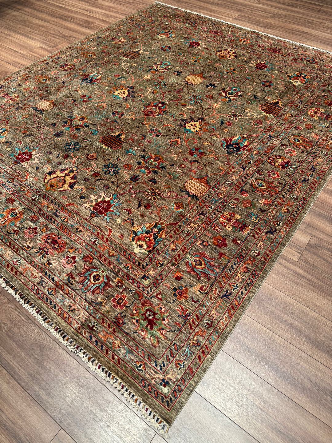 Sultani Binbirgece Original Hand-Woven Beige Vegetable Dyed Wool Carpet 253x308 7.79 Square Meters - 8x10 ft
